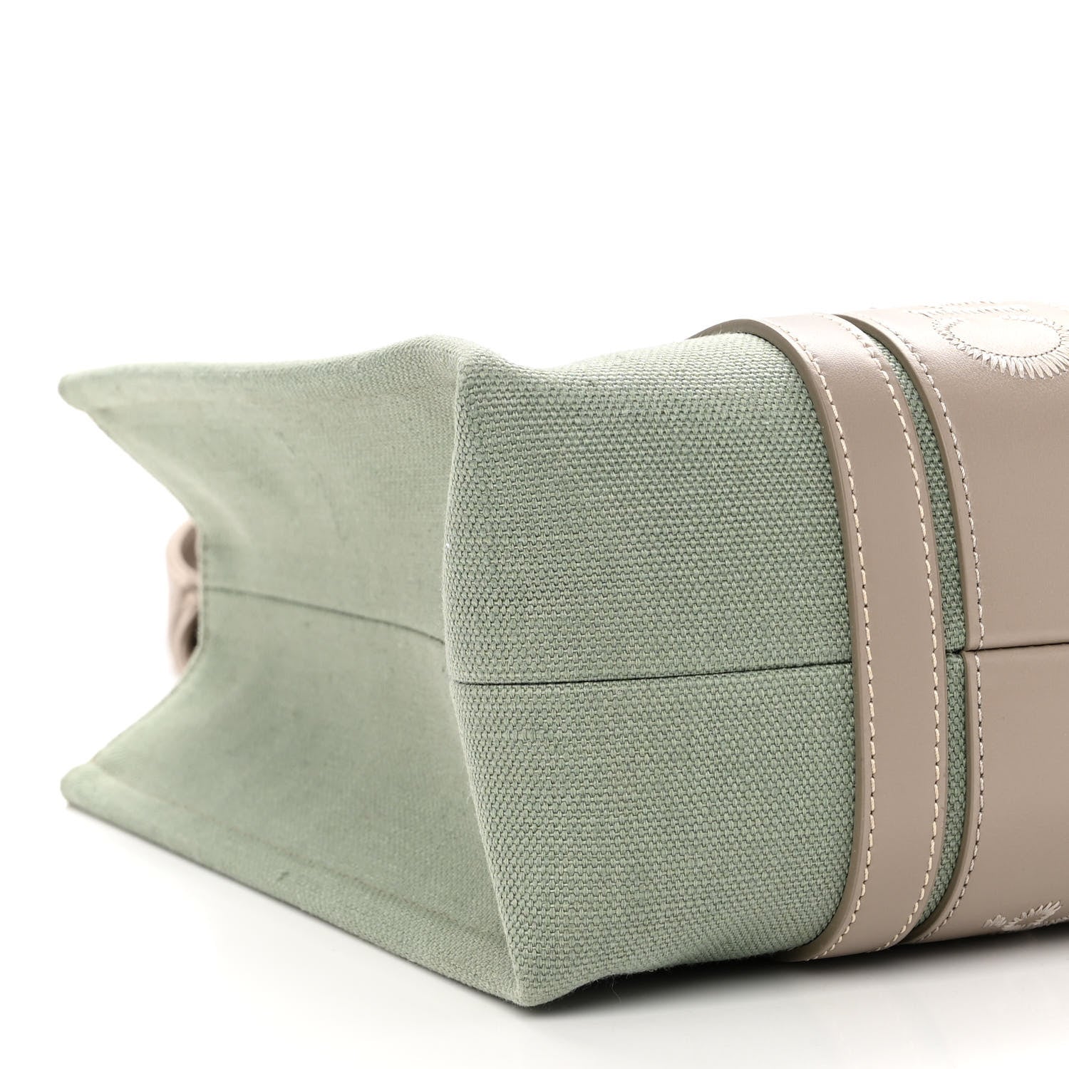 Chloe Linen Calfskin Medium Woody Ribbon Tote Warm Green 7 of 8