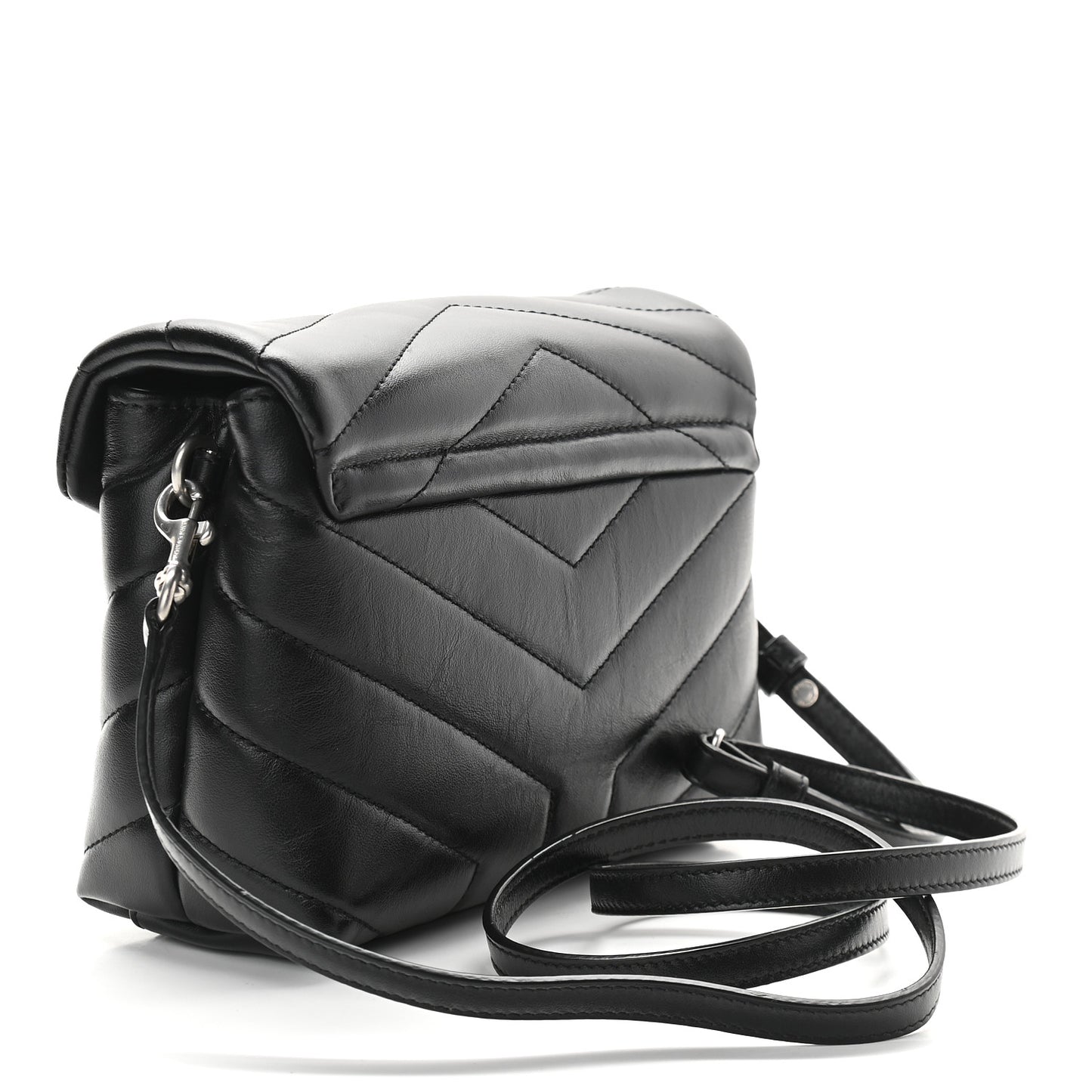 Calfskin Y Quilted Monogram Toy Loulou Crossbody Bag Black