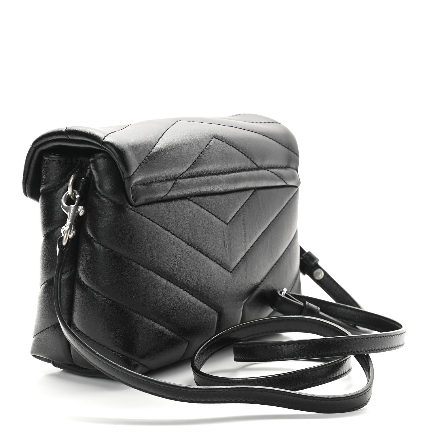 Saint Laurent Calfskin Y Quilted Monogram Toy Loulou Crossbody Bag Black 3 of 9