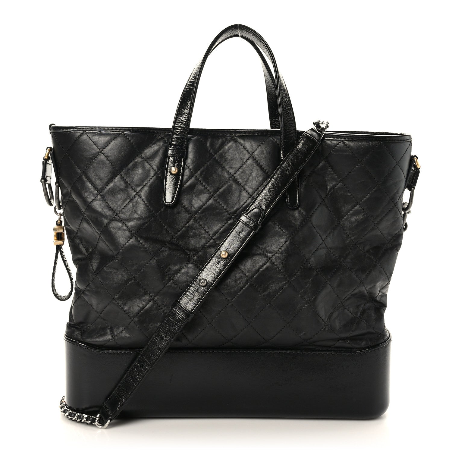 Chanel Aged Calfskin Quilted Large Gabrielle Shopping Tote Black 1 of 9