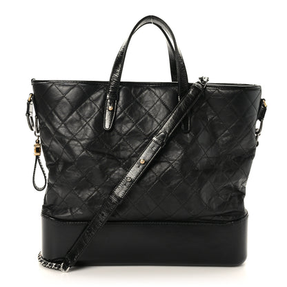 Chanel Aged Calfskin Quilted Large Gabrielle Shopping Tote Black 1 of 9