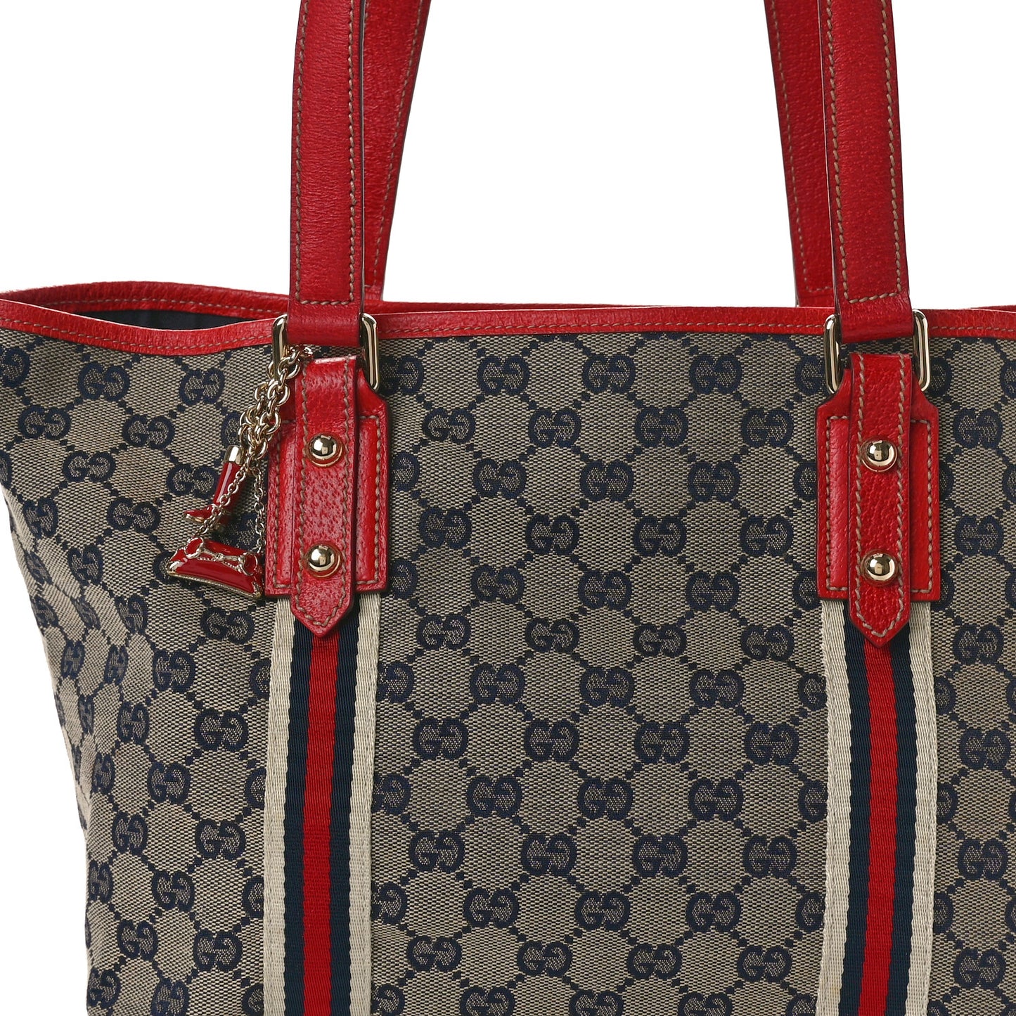 Monogram Medium Jolicoeur Tote Navy Red