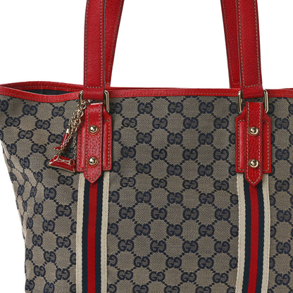 Gucci Monogram Medium Jolicoeur Tote Navy Red 8 of 14
