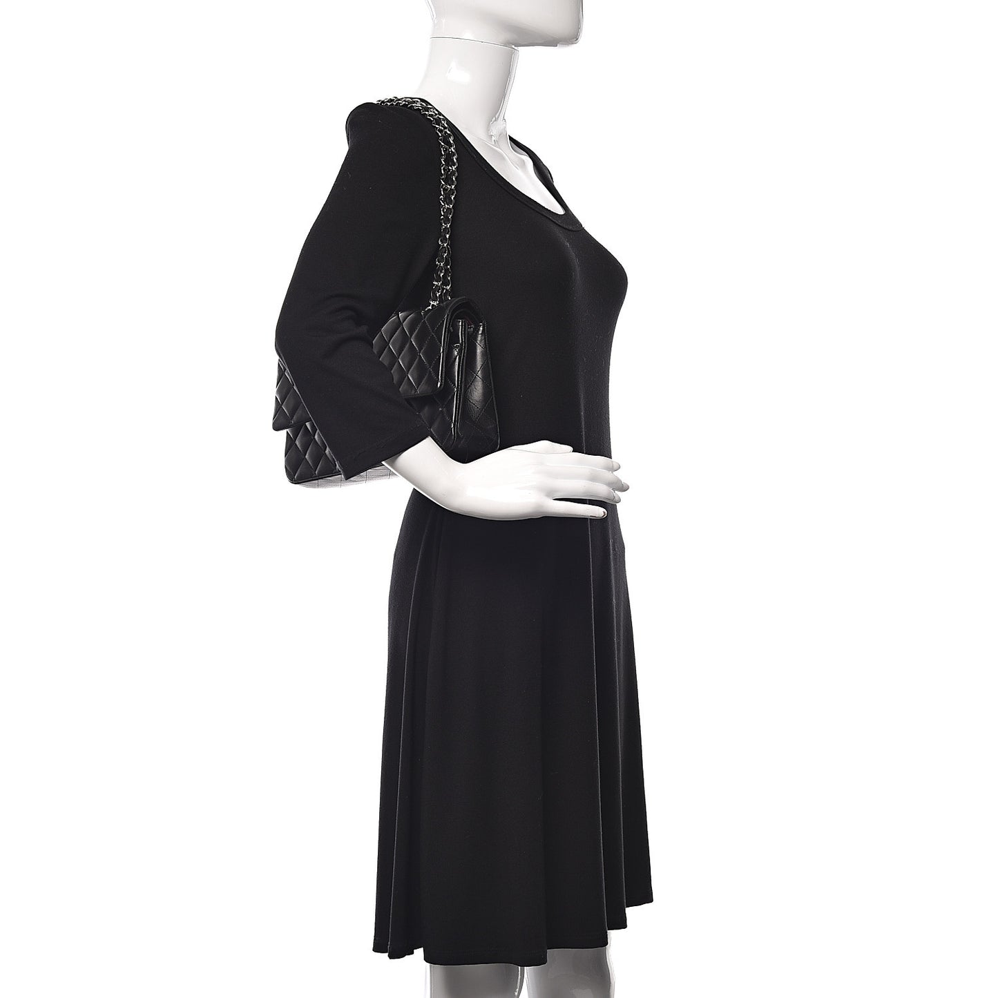 Lambskin Quilted Medium Double Flap Black