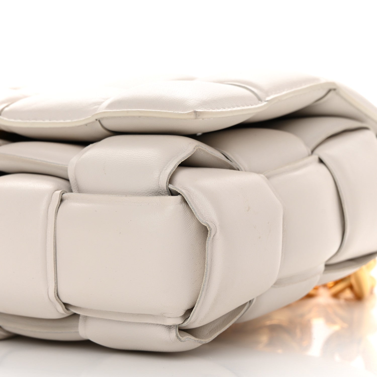Bottega Veneta Lambskin Maxi Intreccio Padded Chain Cassette Crossbody Bag White 9 of 13