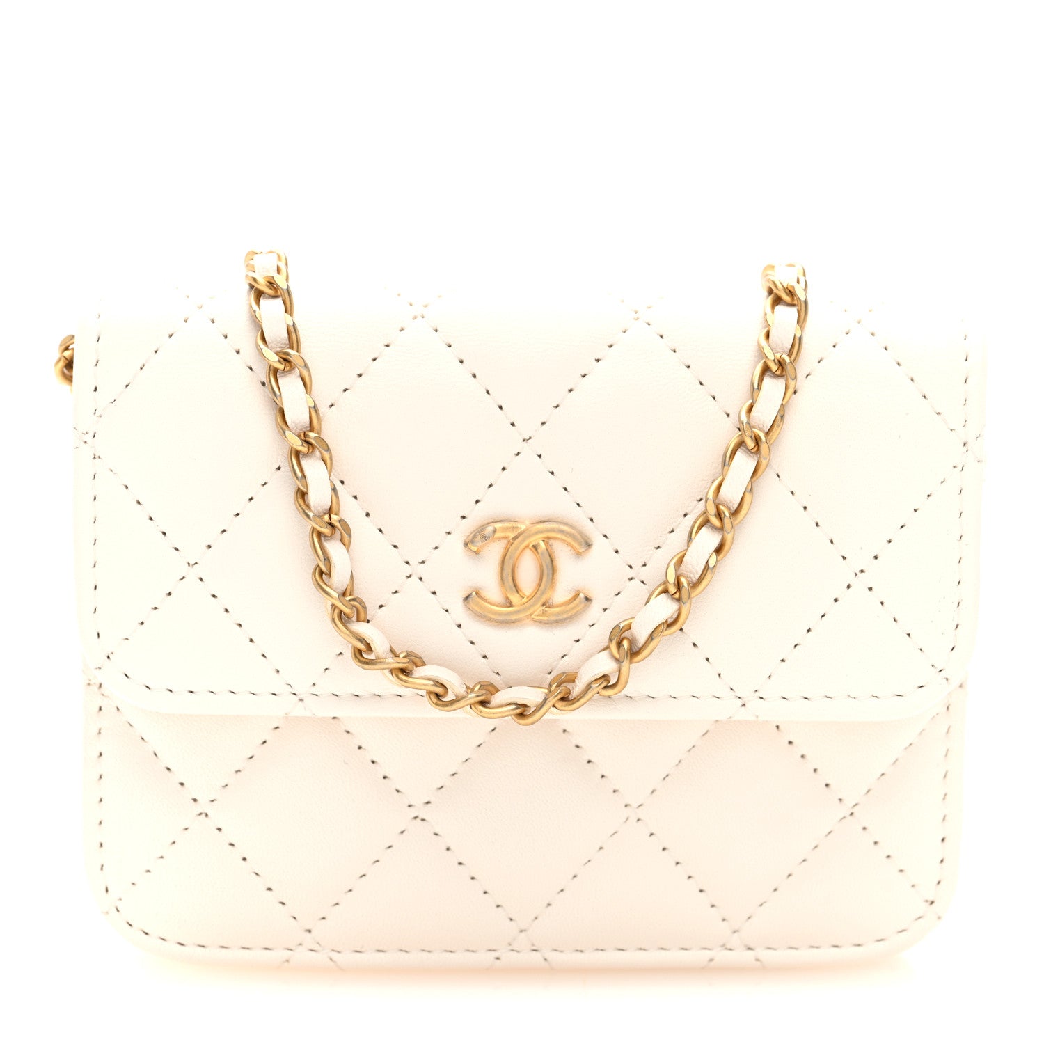 Chanel Lambskin Quilted Pearl Crush Clutch With Chain White 1 of 9