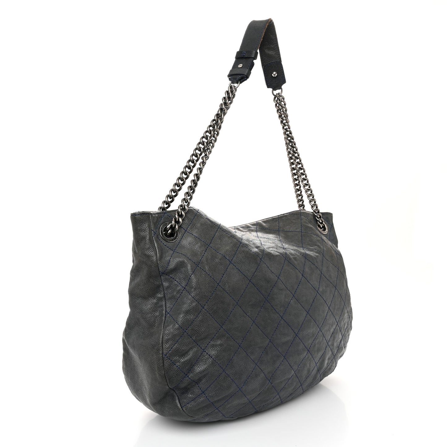 Caviar Quilted Simply CC Hobo Dark Blue