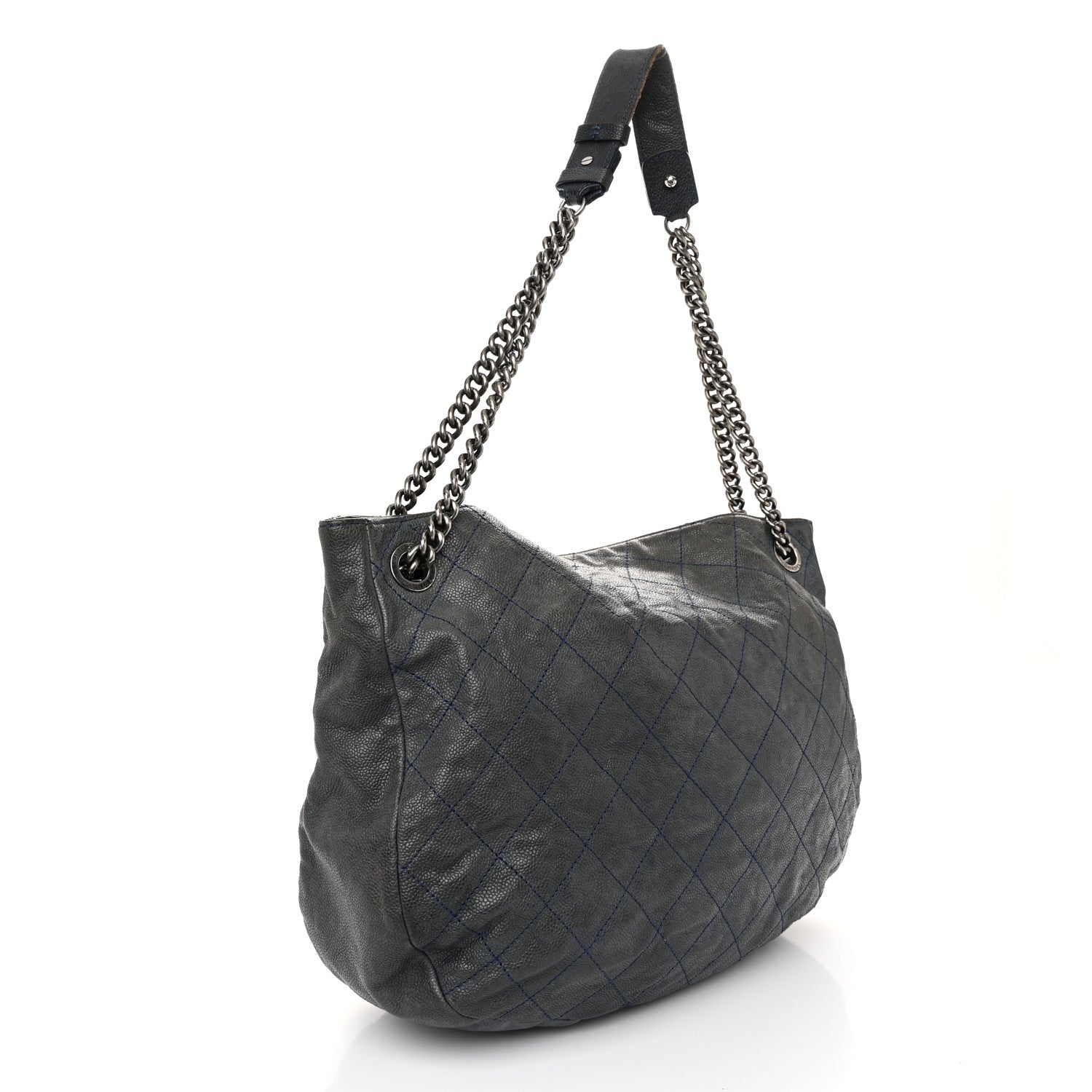Chanel Caviar Quilted Simply CC Hobo Dark Blue 3 of 12
