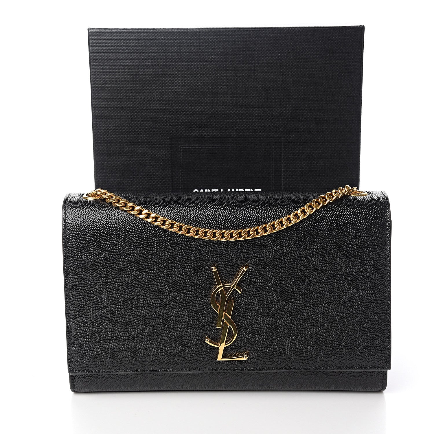 Saint Laurent Grain De Poudre Medium Classic Monogram Kate Satchel Black 10 of 10