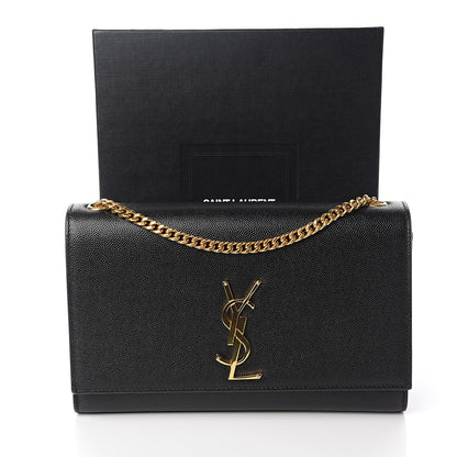 Saint Laurent Grain De Poudre Medium Classic Monogram Kate Satchel Black 10 of 10