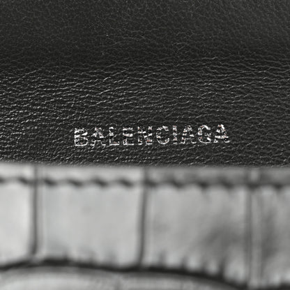 Balenciaga Shiny Calfskin Crocodile Embossed Small Hourglass Top Handle Bag Dark Grey 6 of 19
