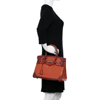 Hermes Ostrich Ghillies Birkin 30 Brique Rouge H 2 of 17