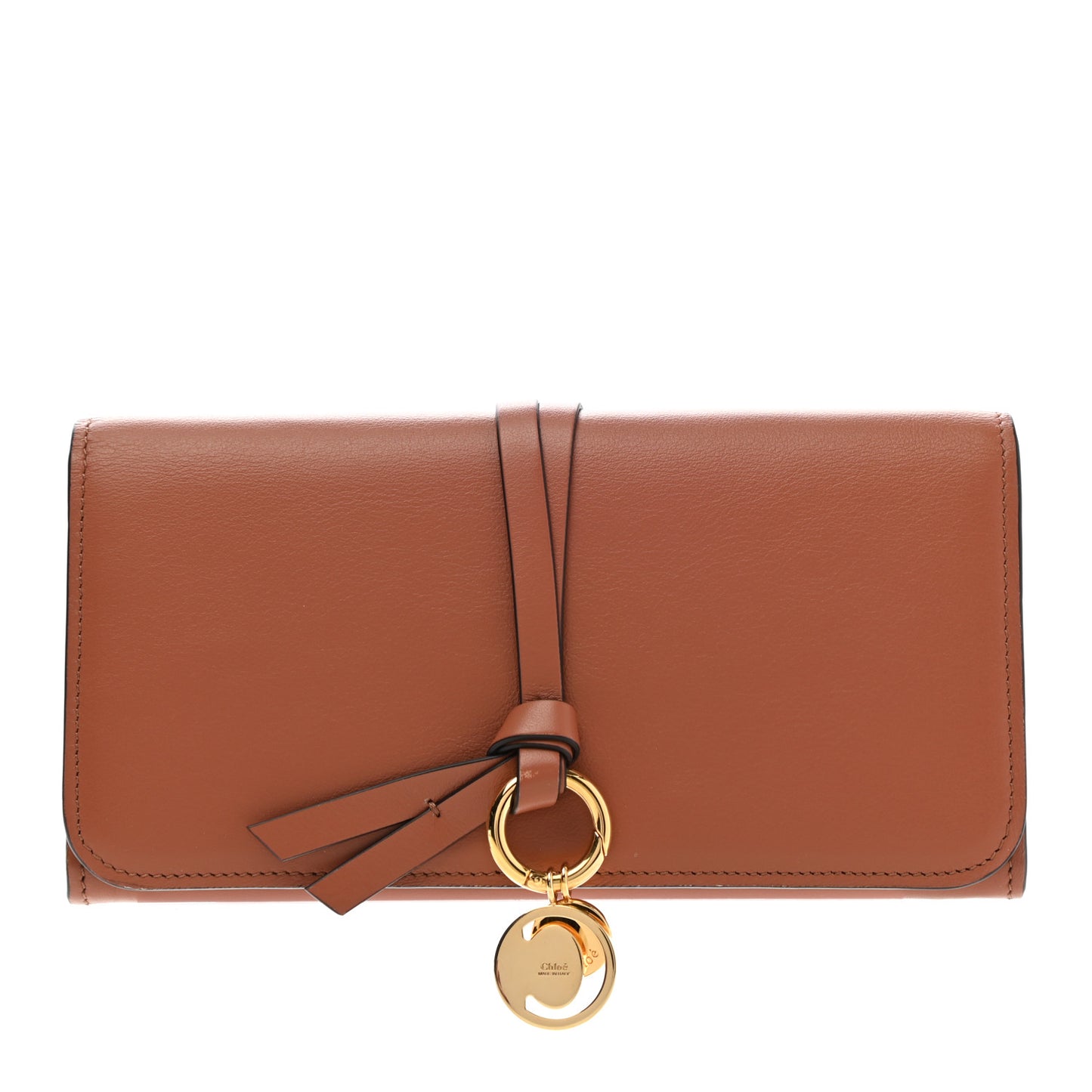 Calfskin Alphabet Long Wallet Brown
