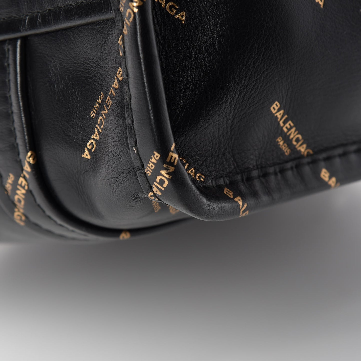 Calfskin Allover Logo XS Bazar Shopper Tote Black Gold
