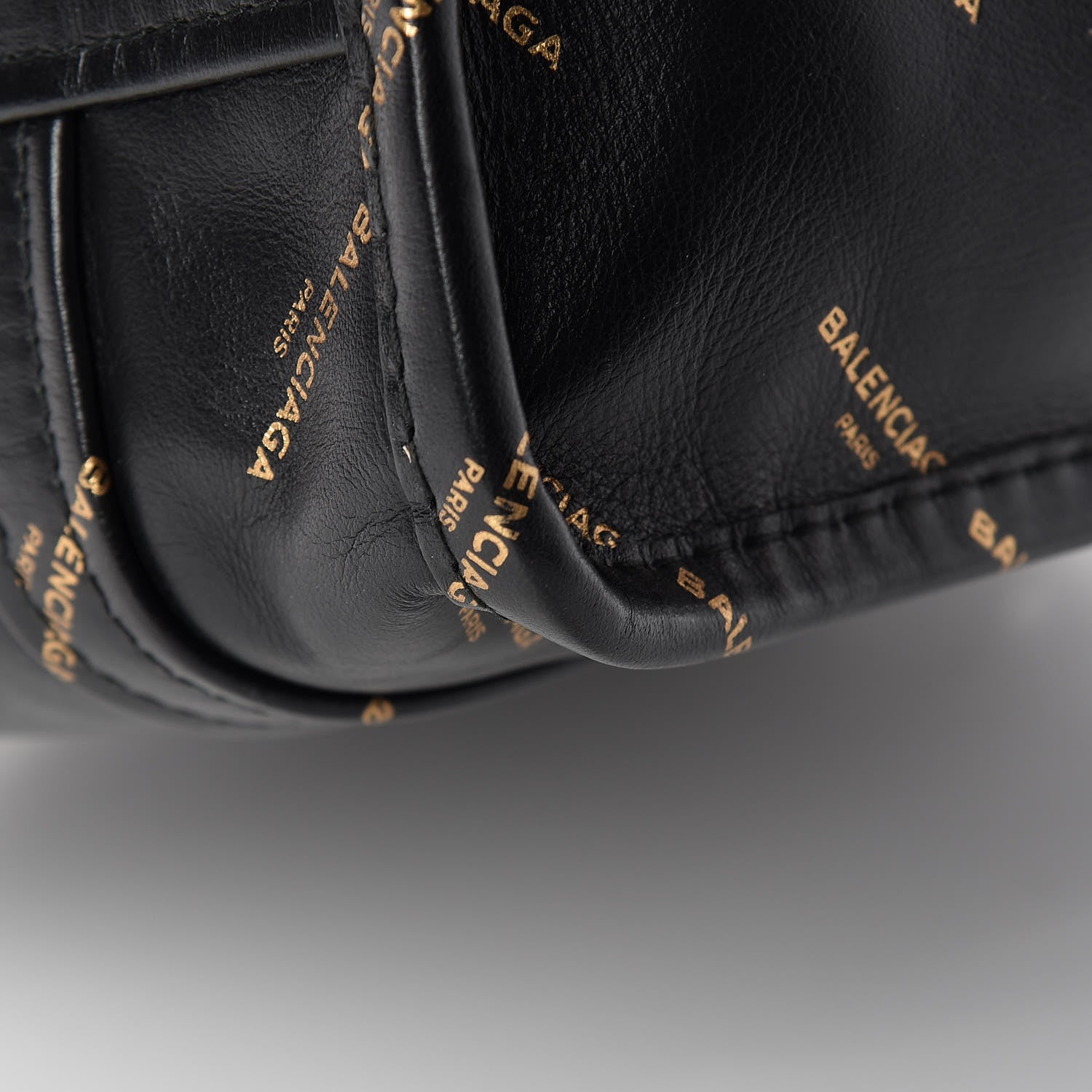 Balenciaga Calfskin Allover Logo XS Bazar Shopper Tote Black Gold 12 of 12