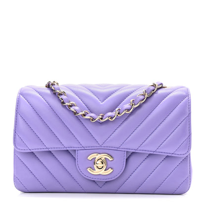 Chanel Lambskin Chevron Quilted Mini Rectangular Flap Purple 1 of 10