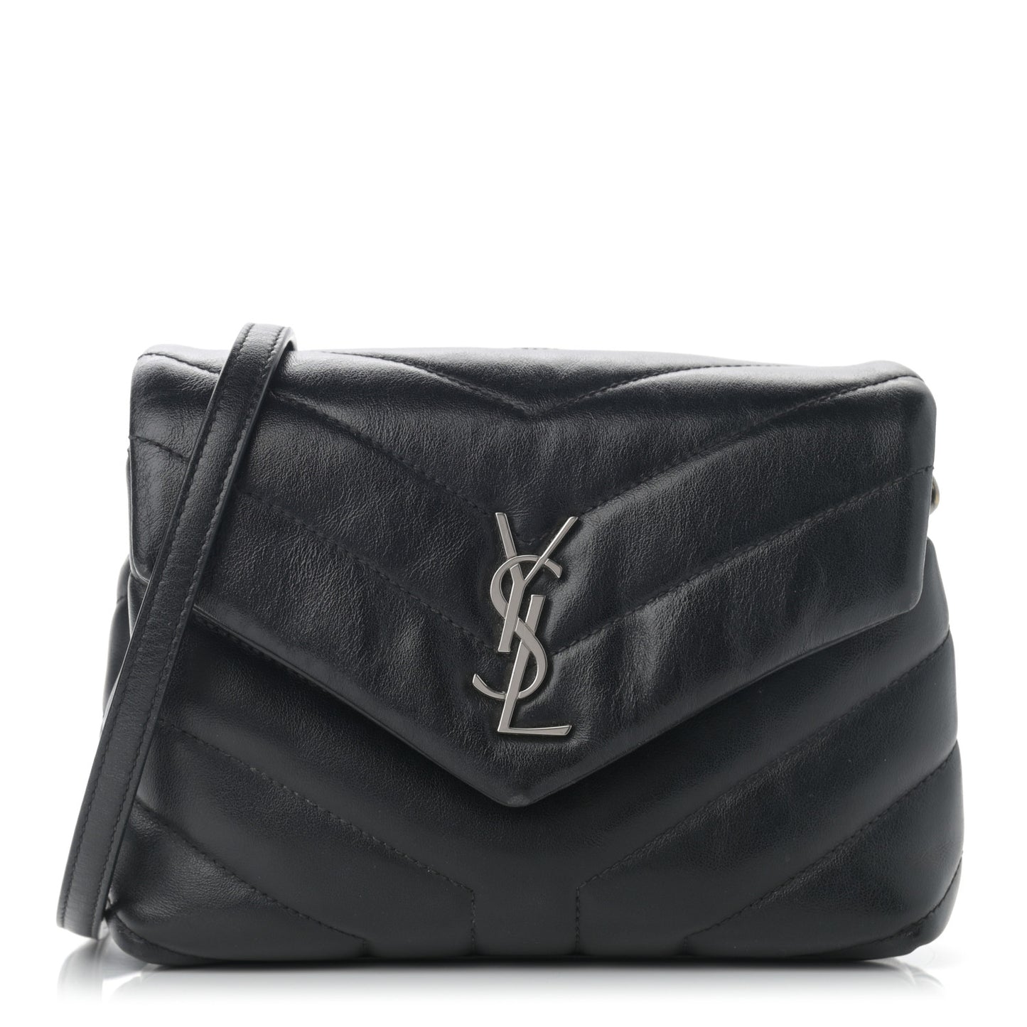 Calfskin Y Quilted Monogram Toy Loulou Crossbody Bag Black