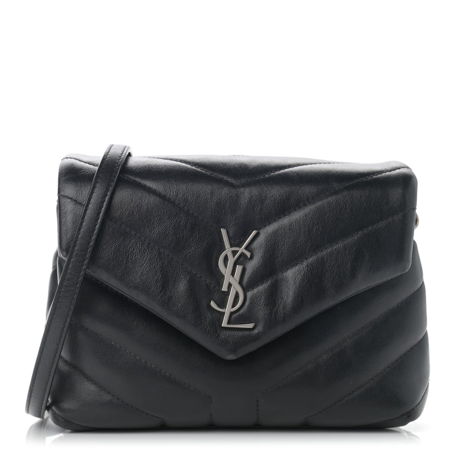 Saint Laurent Calfskin Y Quilted Monogram Toy Loulou Crossbody Bag Black 1 of 12