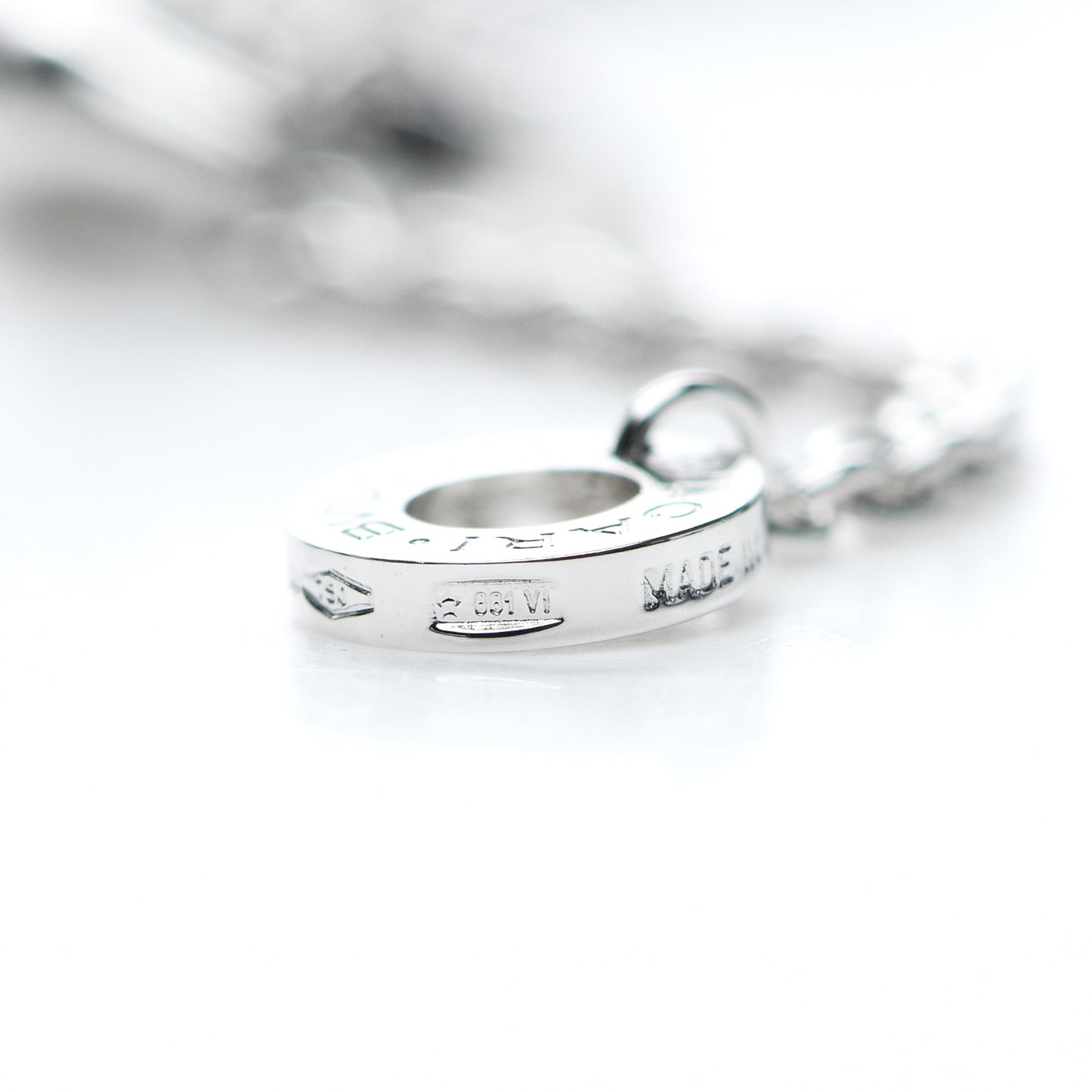 18K White Gold Diamond B.Zero1 Pave Pendant Necklace