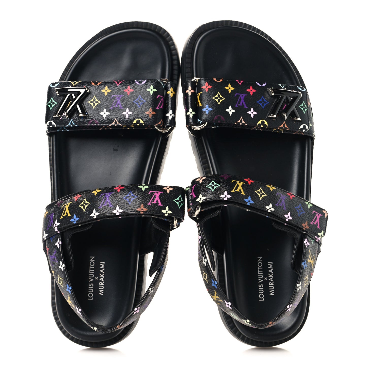 LV X TM Monogram Multicolor Sunset Flat Sandals 41 Black