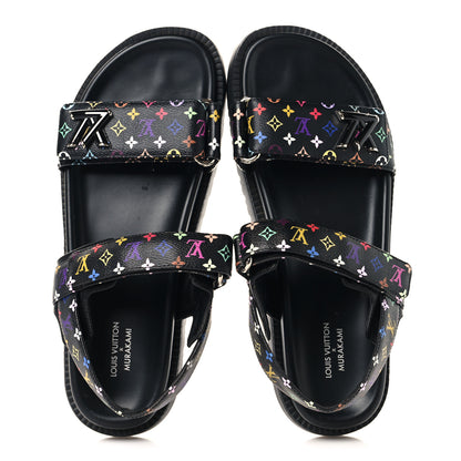 Louis Vuitton LV X TM Monogram Multicolor Sunset Flat Sandals 41 Black 2 of 9