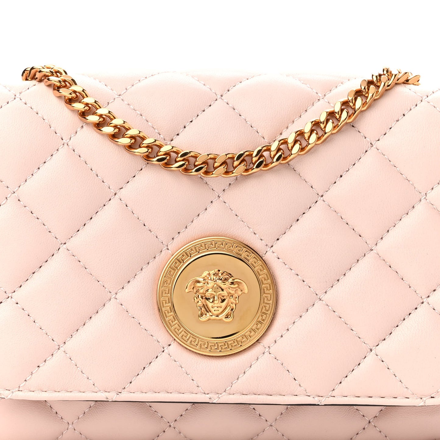 Nappa Quilted Small Medusa Chain Crossbody Light Pink
