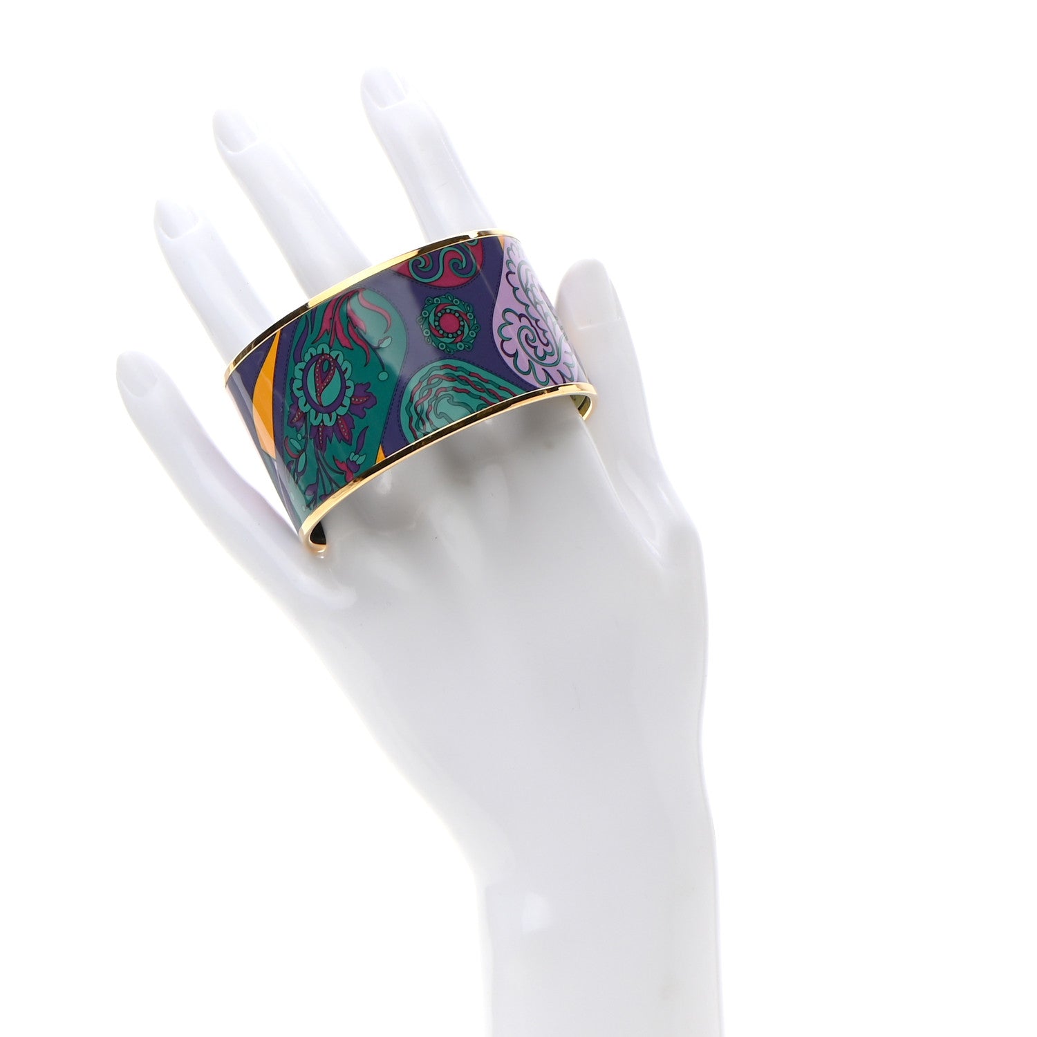 Hermes Enamel Printed Extra Wide Festival des Amazones Bracelet 62 Vie D Artiste 2 of 4