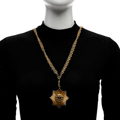 Chanel Metal CC Sunburst Chain Pendant Necklace Gold 3 of 5