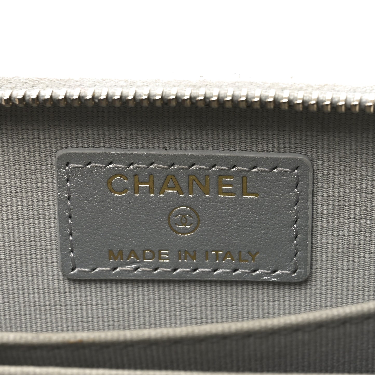 Metallic Lambskin Quilted Chanel 19 Zip Around Coin Purse Wallet Silver