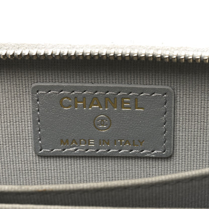 Chanel Metallic Lambskin Quilted Chanel 19 Zip Around Coin Purse Wallet Silver 6 of 10