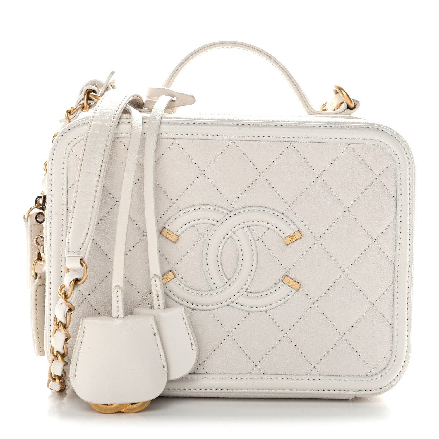 Chanel Caviar Quilted Medium CC Filigree Vanity Case White 1 of 11