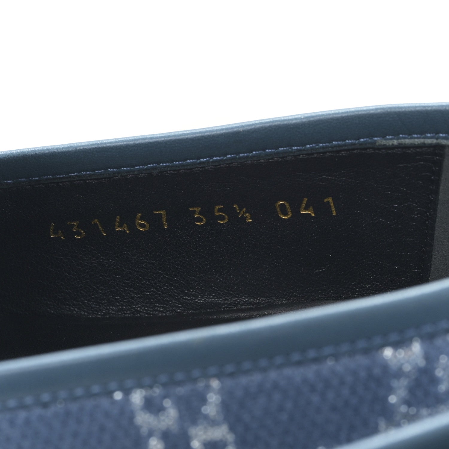 Gucci Canvas Lame GG Monogram Horsebit Womens Jordaan Loafers 35.5 Blue Silver 8 of 8