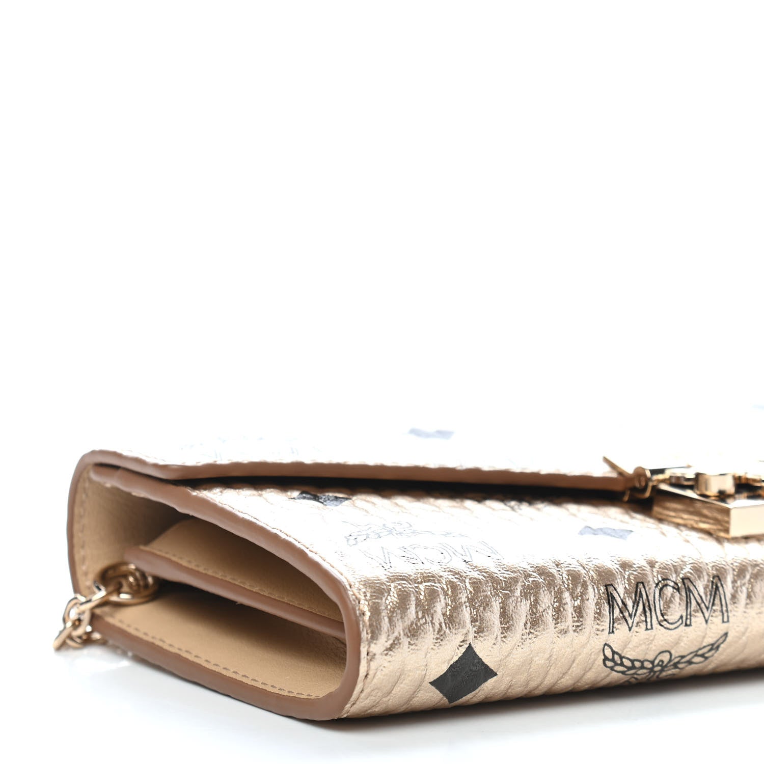 MCM Metallic Visetos Patricia Wallet On Chain Gold 7 of 8