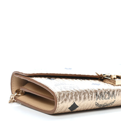 MCM Metallic Visetos Patricia Wallet On Chain Gold 7 of 8