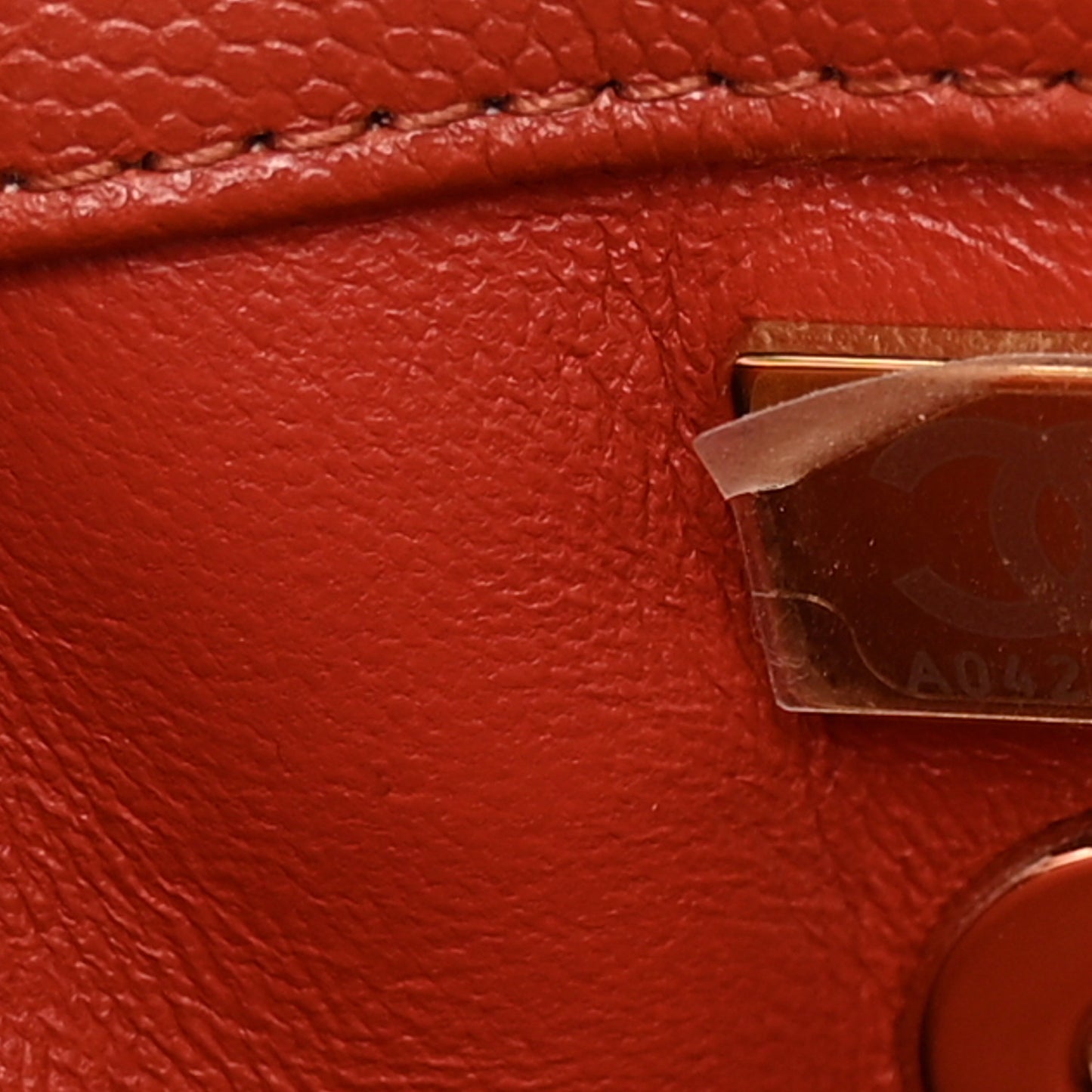 Caviar Quilted Mini Coco Handle Flap Dark Orange