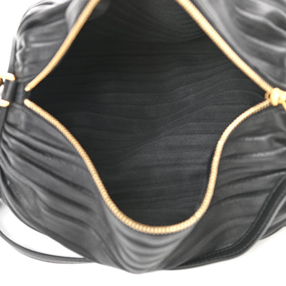 Loewe Lambskin Pleated Bracelet Pouch Shoulder Bag Black 5 of 10