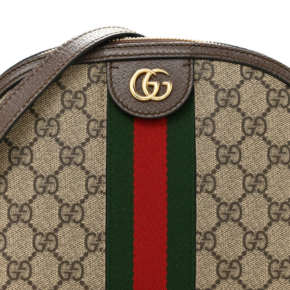 Gucci GG Supreme Monogram Textured Dollar Calfskin Web Small Ophidia Dome Shoulder Bag Beige Ebony New Acero 8 of 13