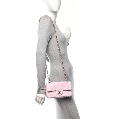Chanel Tweed Quilted Mini Rectangular Flap Pink 2 of 11