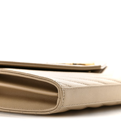 Saint Laurent Grain De Poudre Matelasse Chevron Cassandre Chain Wallet Nude Powder 9 of 13