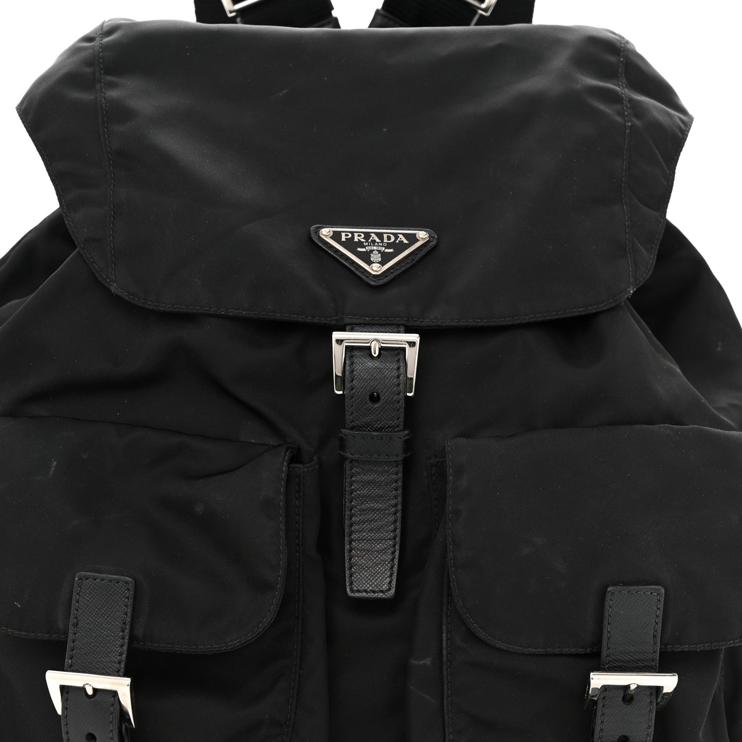 Tessuto Nylon Saffiano Medium Backpack Black