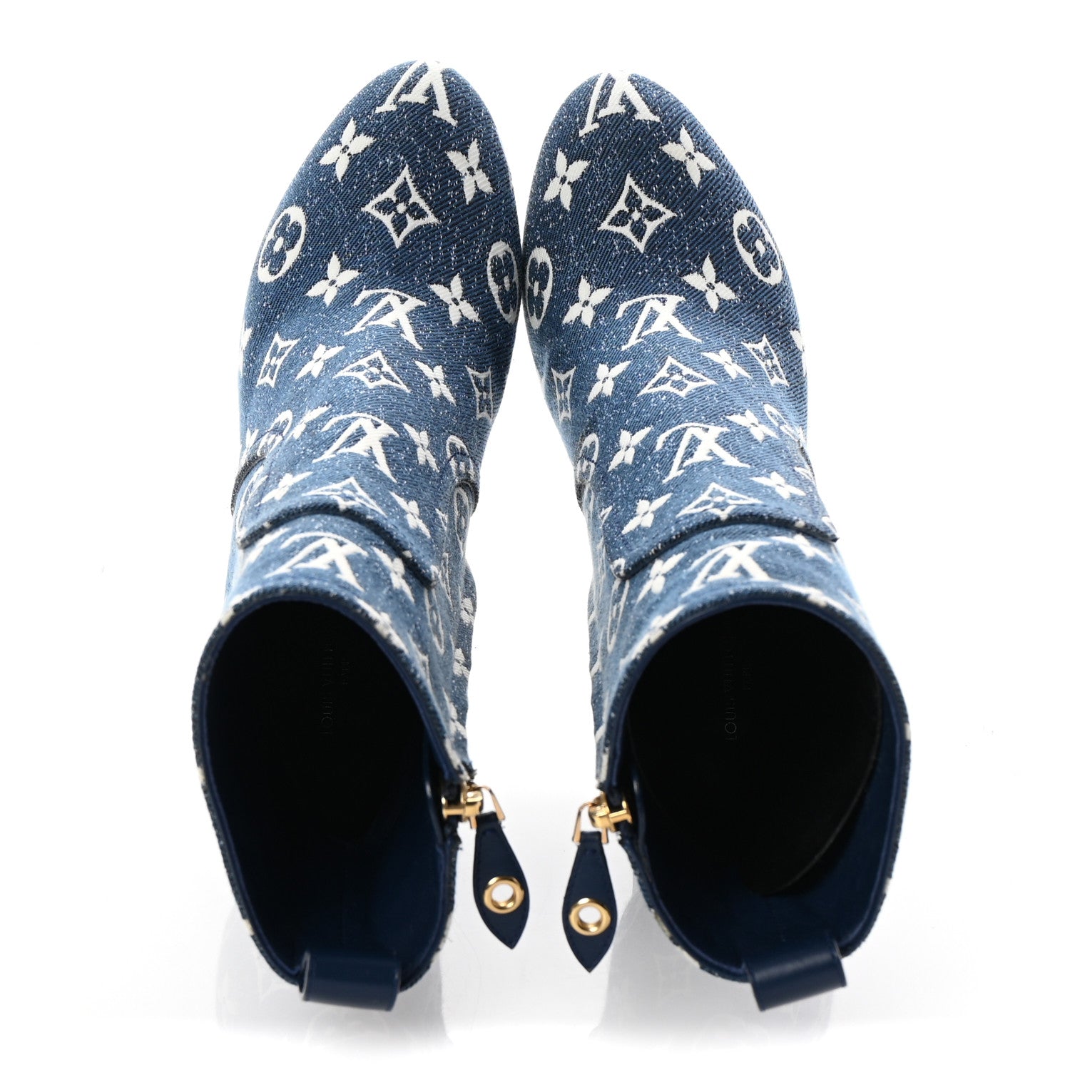Louis Vuitton Denim Monogram Silhouette Ankle Boots 37.5 Navy Blue 2 of 9