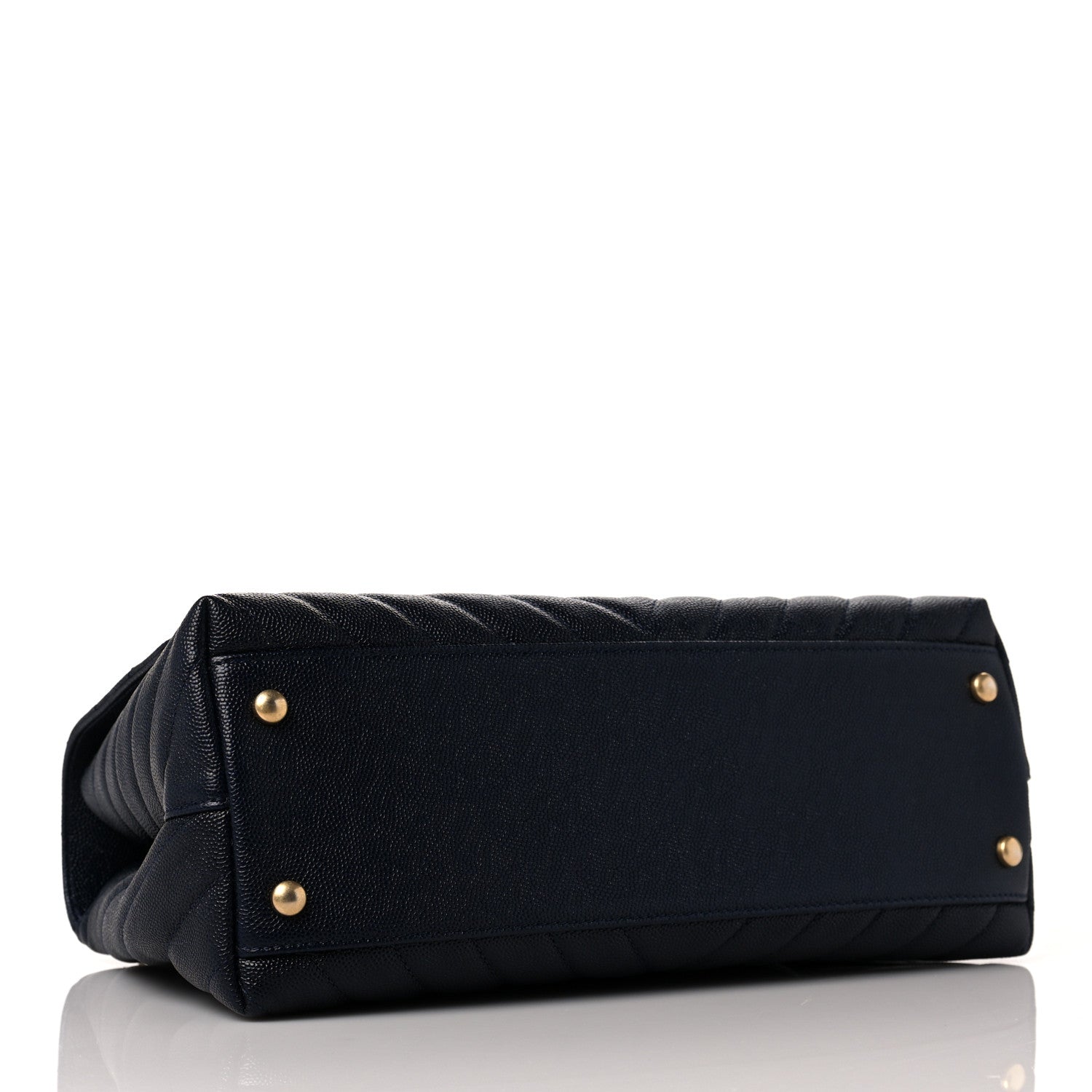 Chanel Caviar Chevron Quilted Small Coco Handle Flap Navy 3 of 8