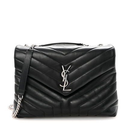 Saint Laurent Calfskin Y Quilted Monogram Medium Loulou Chain Satchel Black 1 of 9