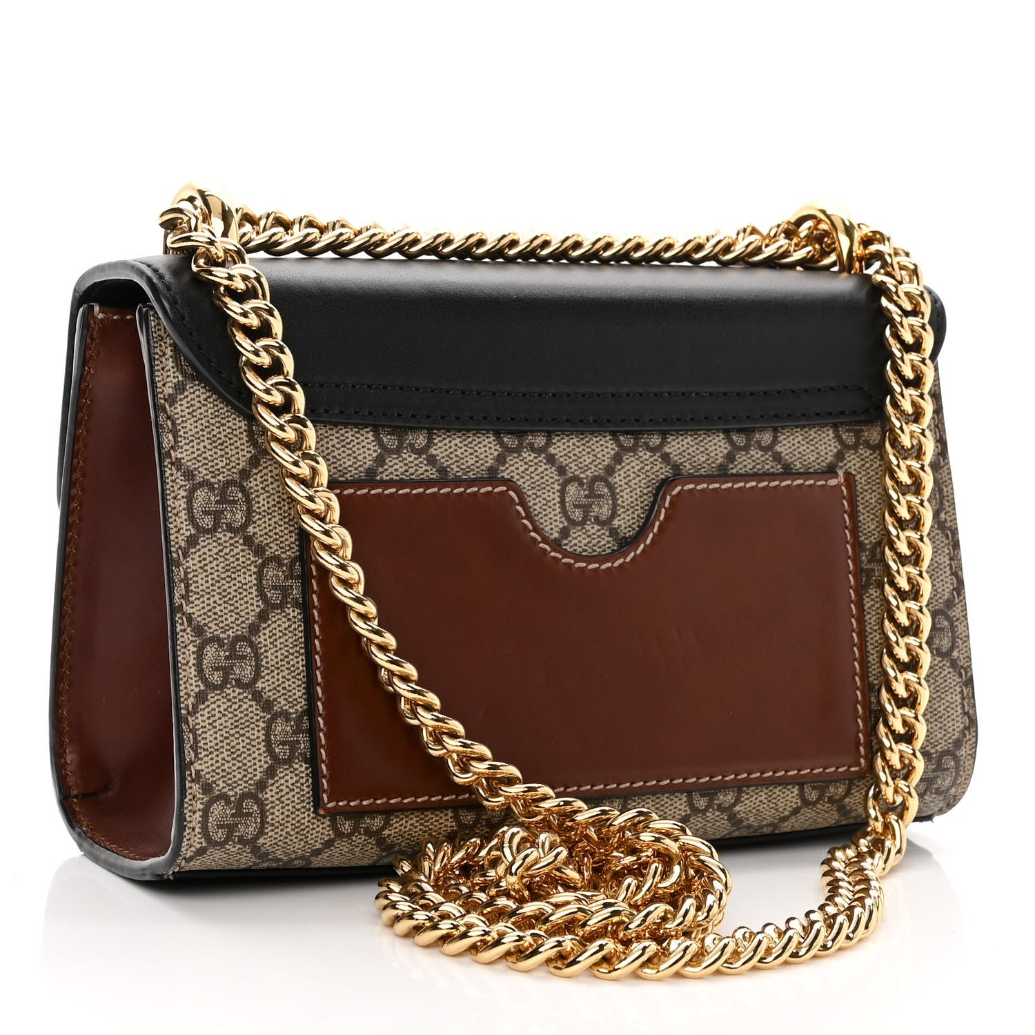 Gucci GG Supreme Monogram Calfskin Small Padlock Shoulder Bag Beige Black Cuir 3 of 12
