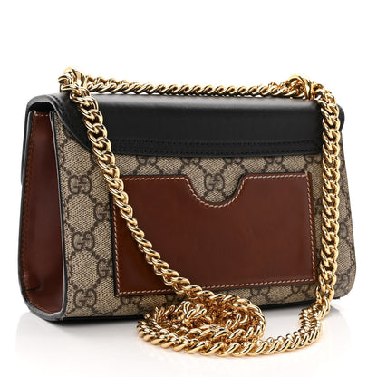 Gucci GG Supreme Monogram Calfskin Small Padlock Shoulder Bag Beige Black Cuir 3 of 12