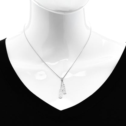 Tiffany 18K White Gold Diamond 1837 Double Bar Pendant Necklace 2 of 6