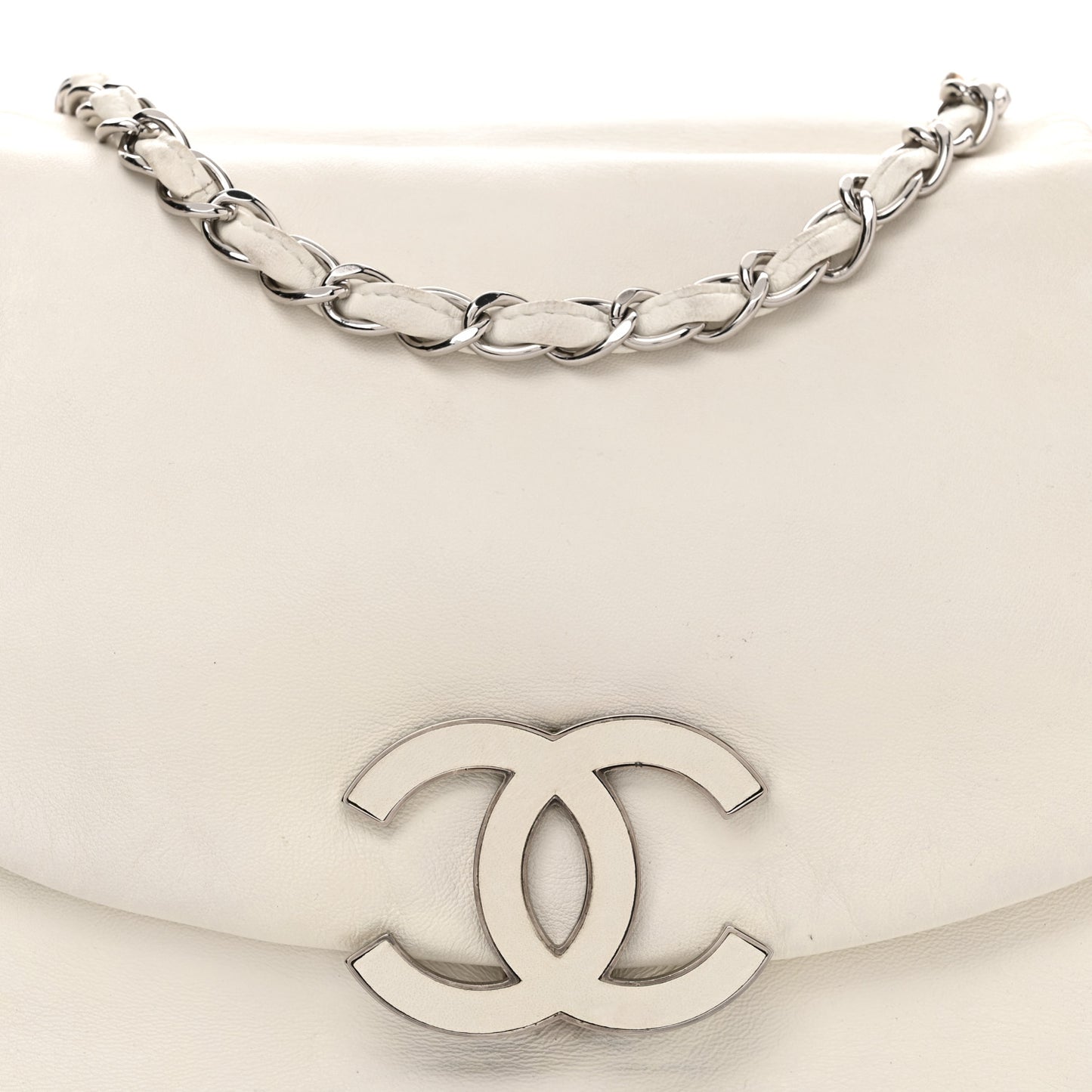Lambskin Sensual Accordion Flap White