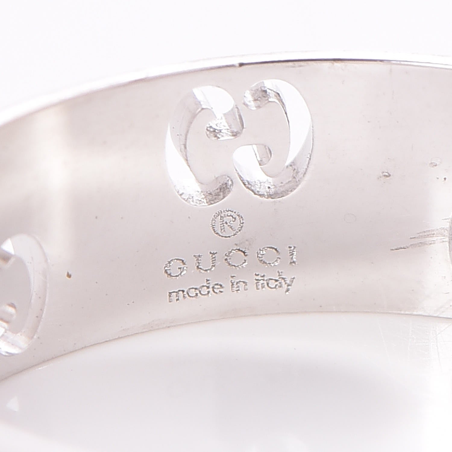 Gucci 18K White Gold Diamond 6mm Icon Band Ring 60 9 4 of 7