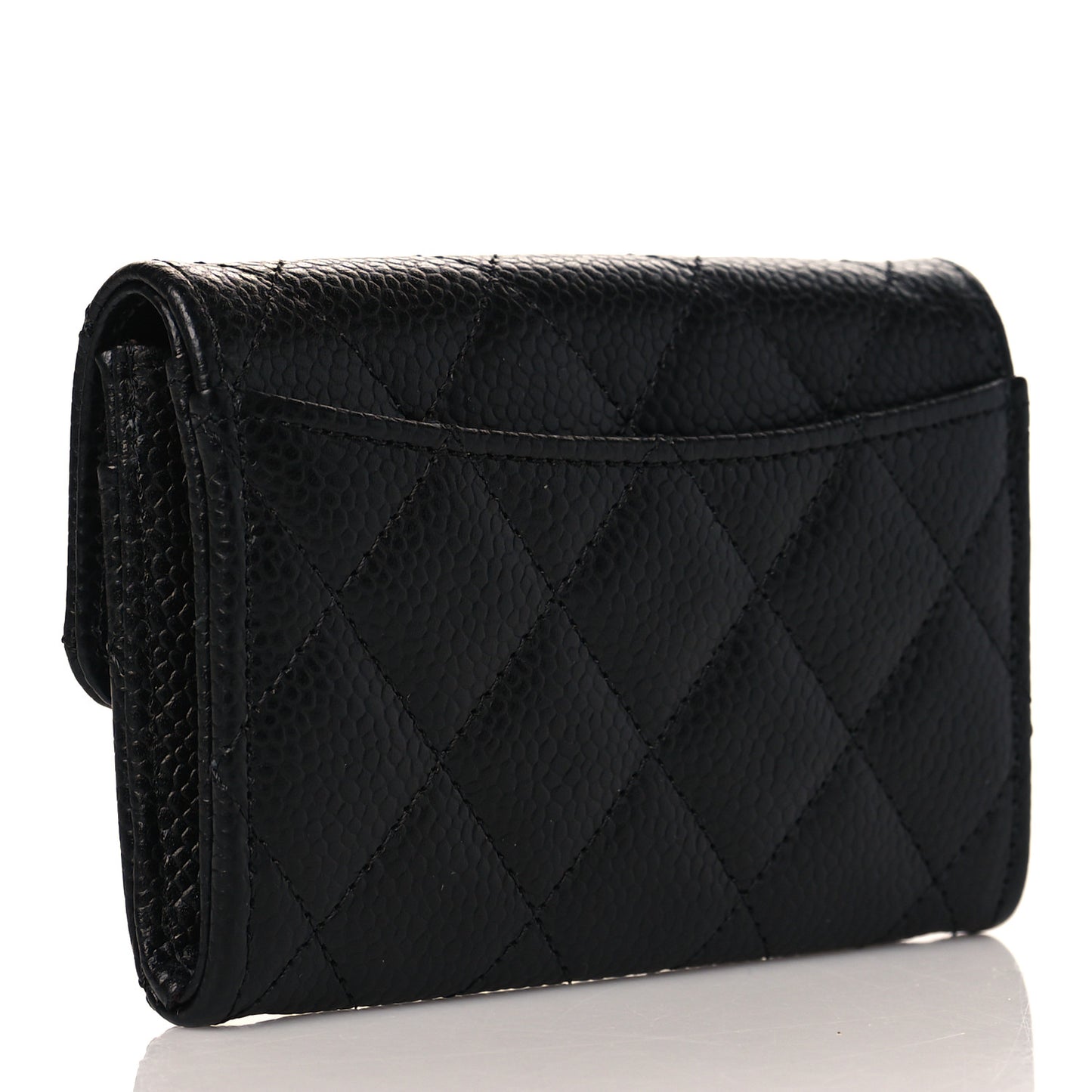 Caviar Quilted Flap Card Holder Black