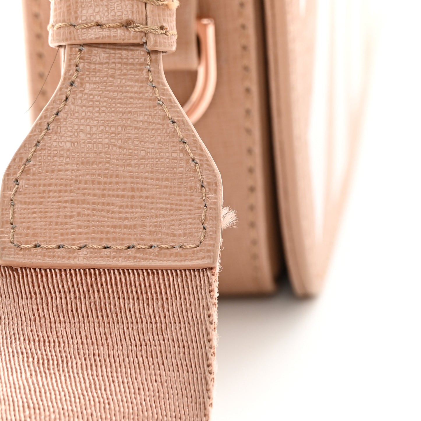 Saffiano Striped Mini Diag Bag Nude White